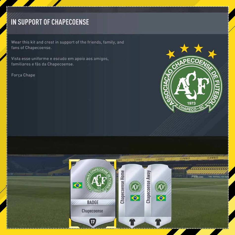 Press Start: Fifa 17 presta homenagem à Chapecoense