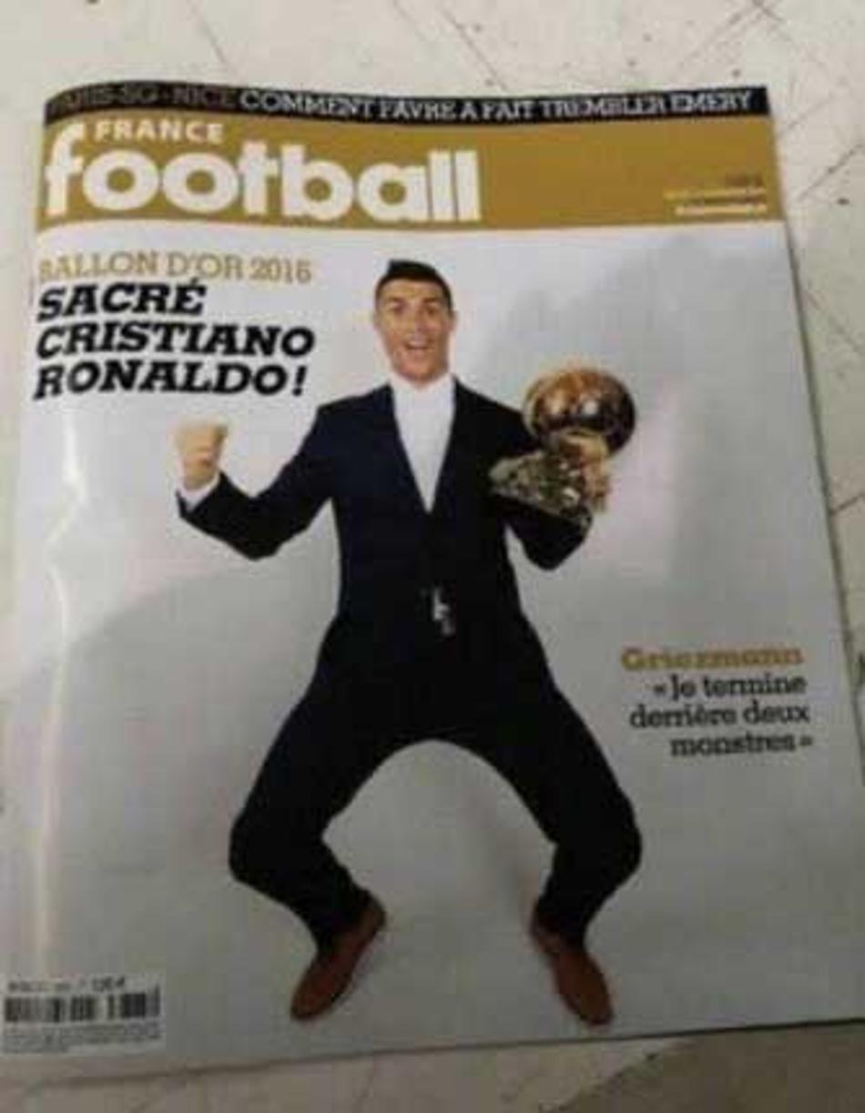Capa da France Football vaza e mostra CR7 com a Bola de Ouro