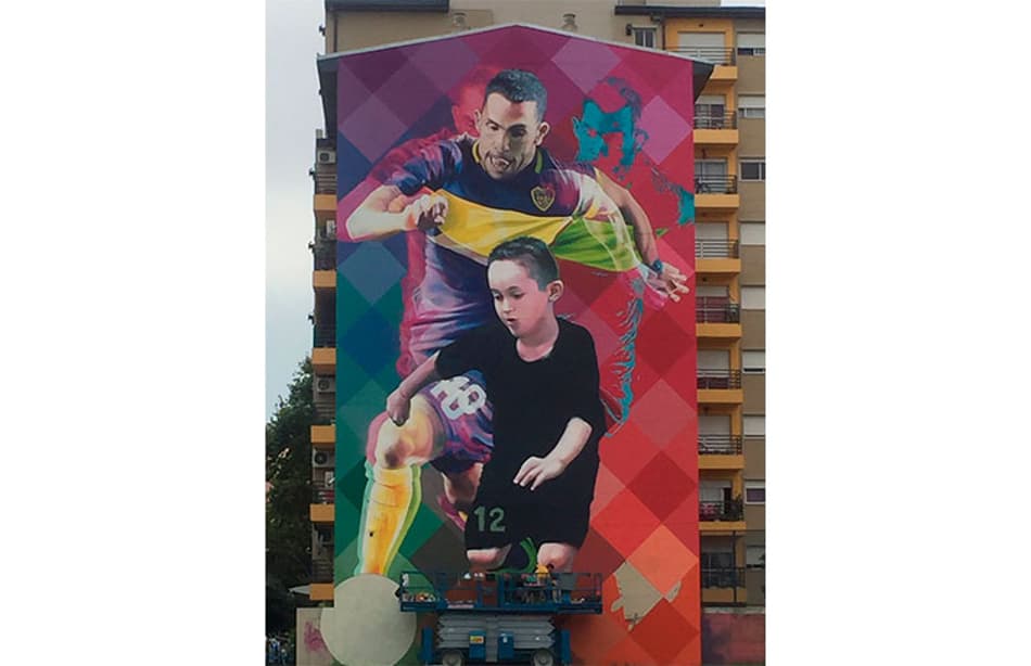 Boca Juniors imortaliza Carlitos Tévez em mural no Complexo Pedro Pompilio