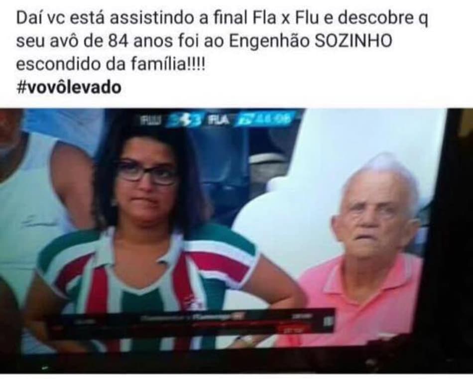 Senhor de 84 anos vai ao estádio escondido da família