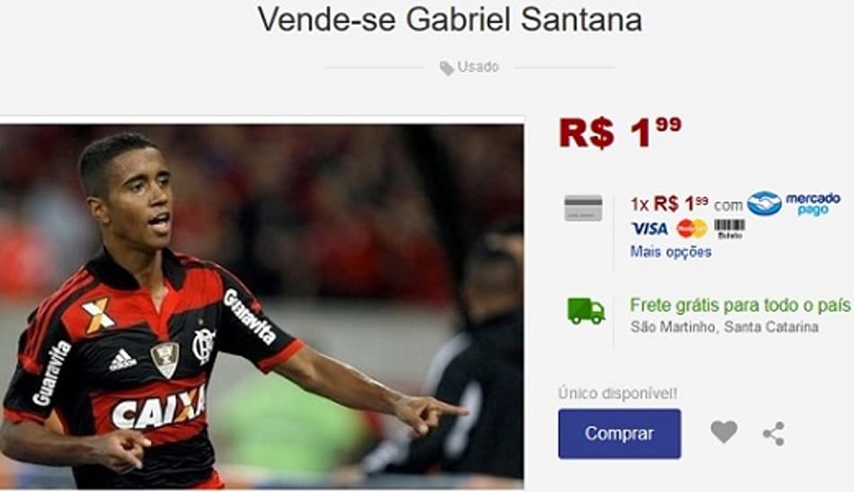 Gabriel é colocado à venda na internet pela torcida do Flamengo