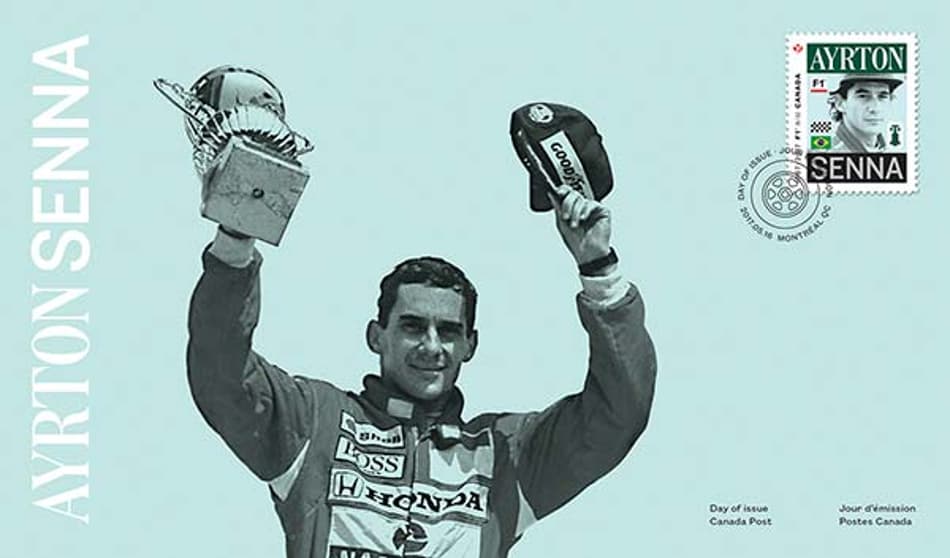 Ayrton Senna ganha selo postal em comemoração dos 50 anos do GP do Canadá