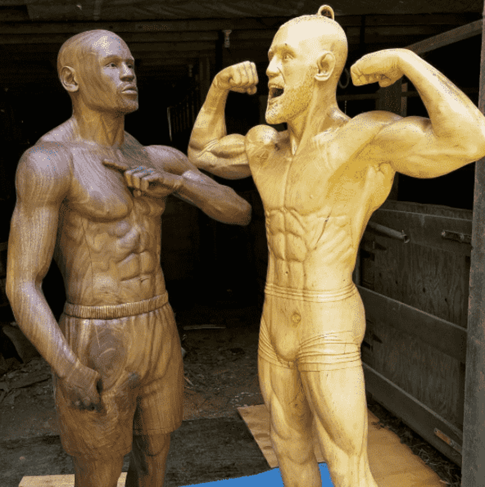 Artista cria estátuas de McGregor e Mayweather e brinca com ‘encarada’