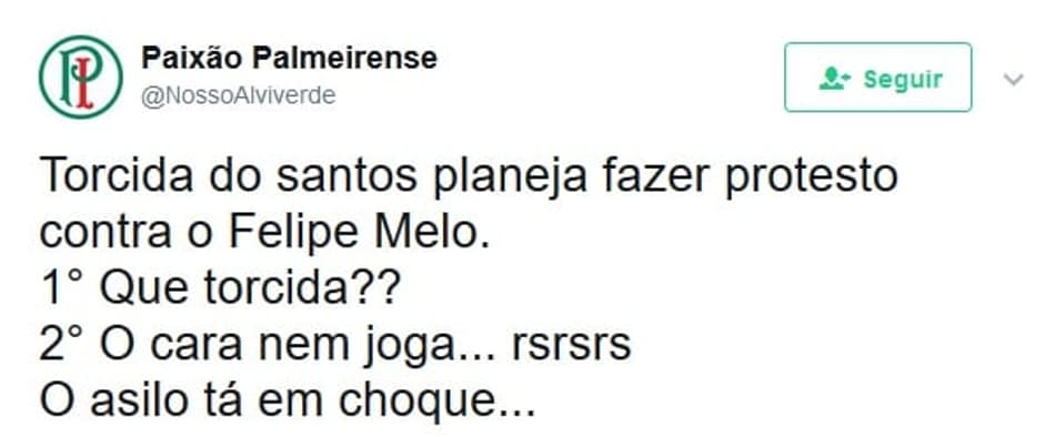 Torcedores do Palmeiras tiraram sarro dos santistas na web