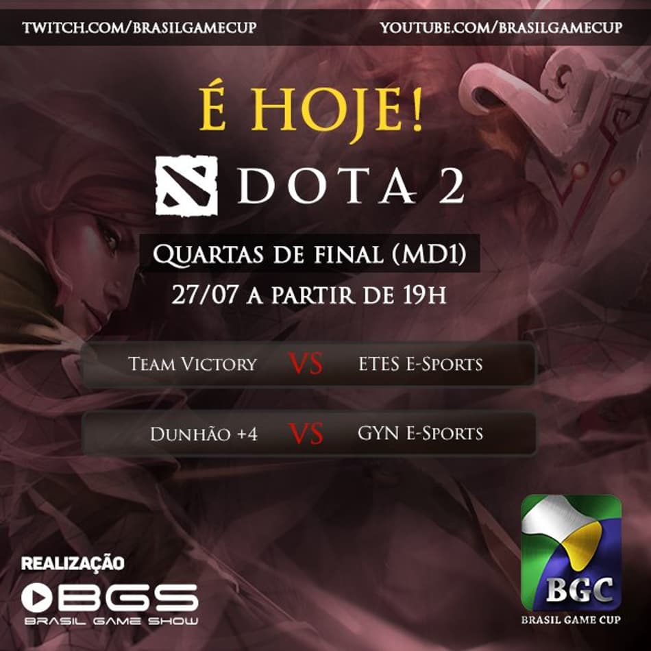 Quartas de final do torneio de Dota 2 da BGC serão transmitidas ao vivo