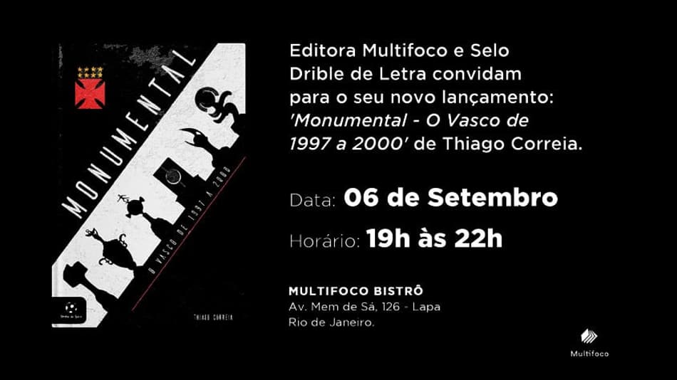 Livro sobre Vasco de 97 a 2000 será lançado em 6 de setembro