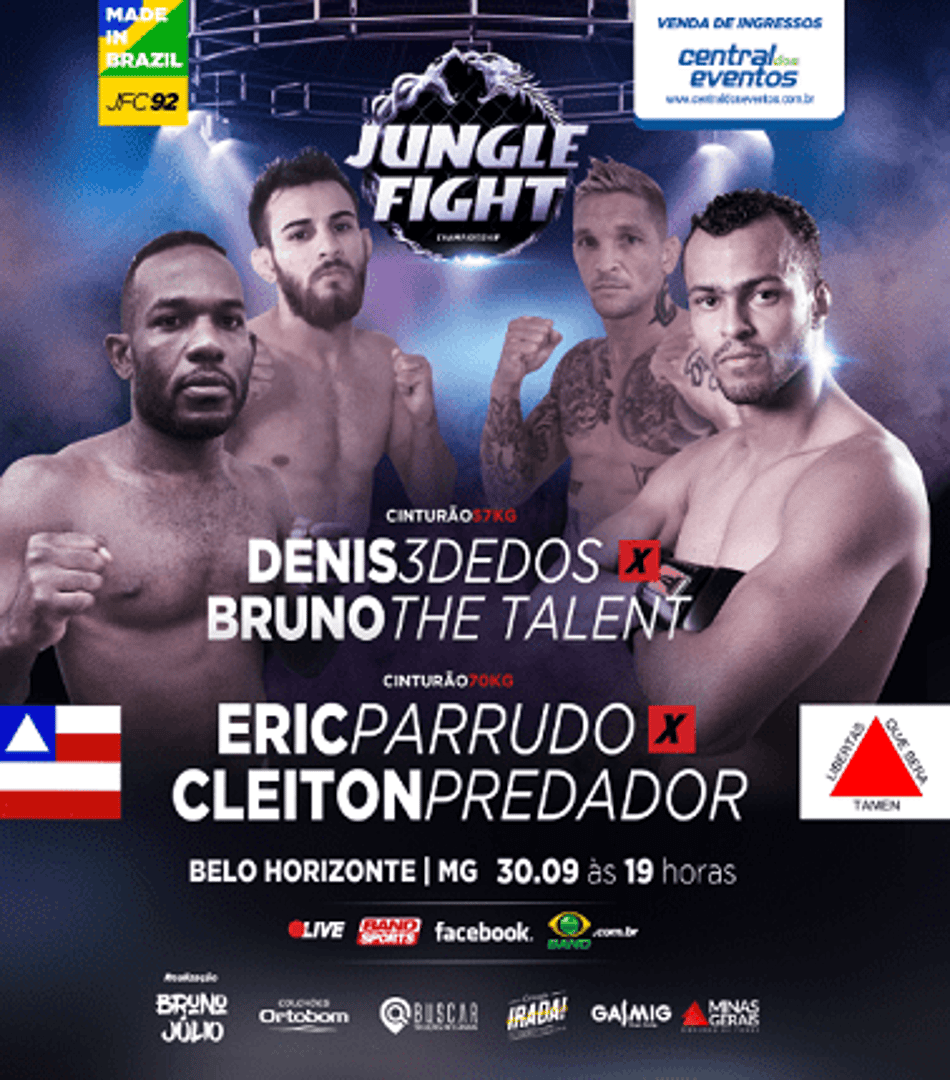 Jungle Fight 92 leva três disputas de cinturão para Minas Gerais