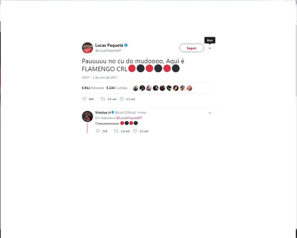 Paquetá extravasou no Twitter