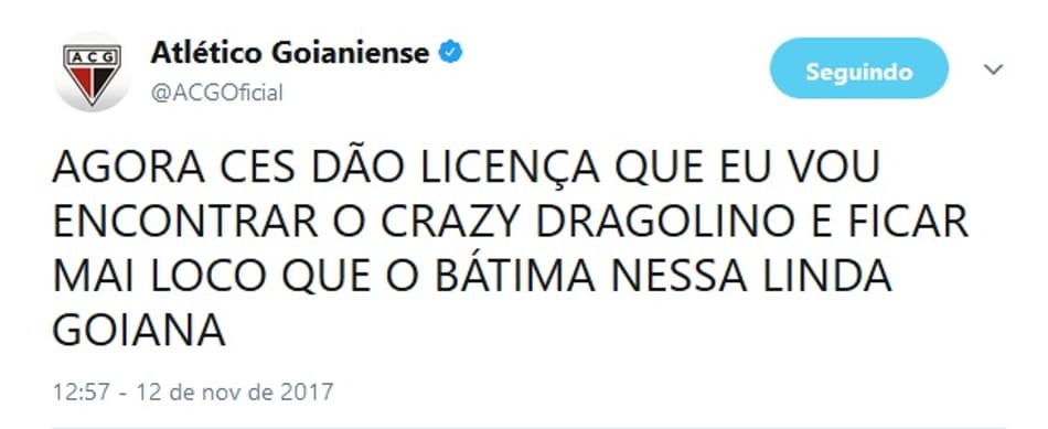 O bom humor do perfil do Atlético-GO durante a vitória contra o Sport