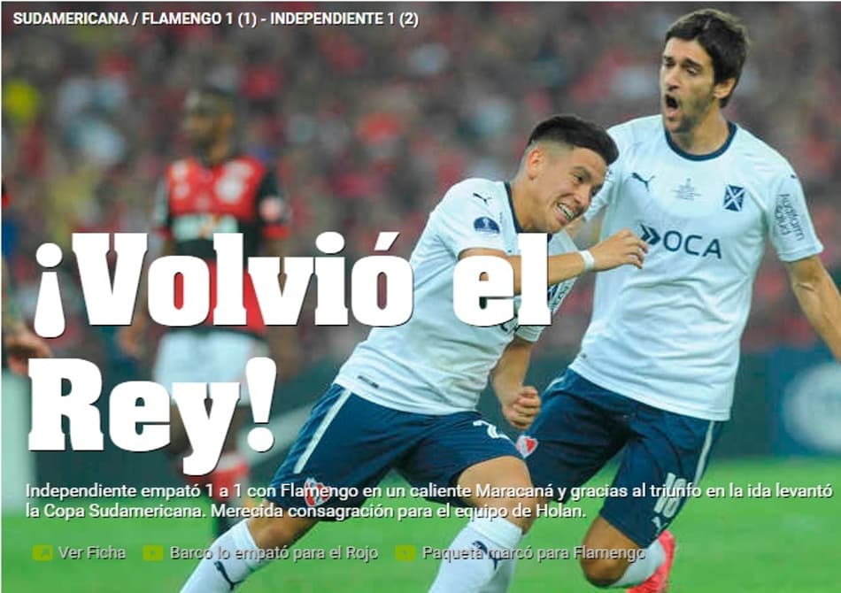 Imprensa argentina exalta o bicampeonato do Independiente