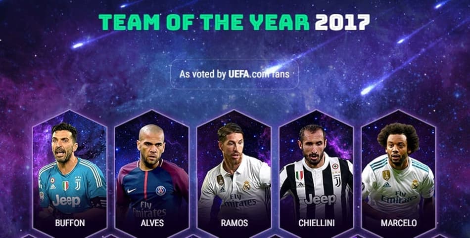 Seleção de 2017 da Uefa tem dois brasileiros; Neymar fica de fora