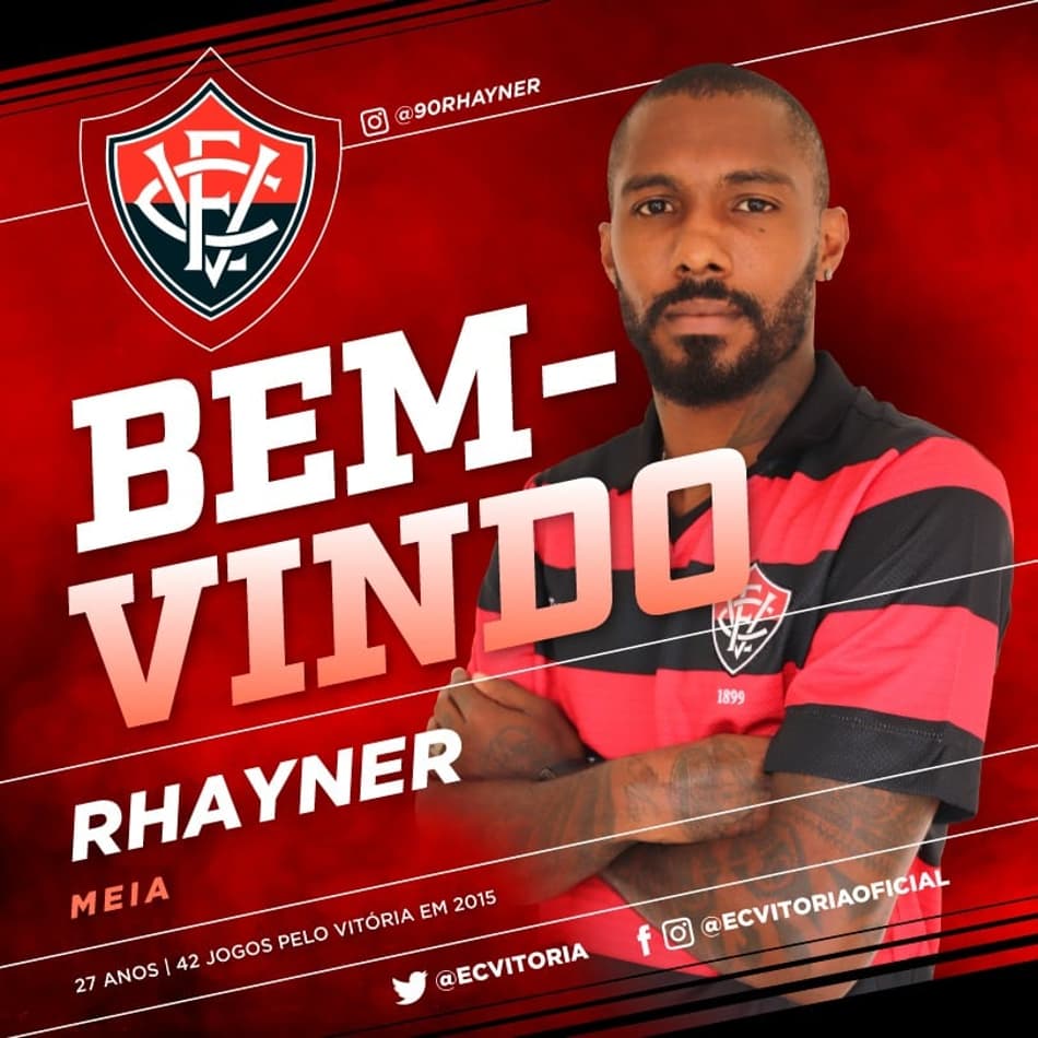 Vitória confirma a contratação do atacante Rhayner