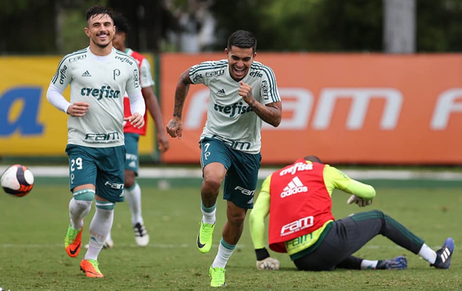 Dudu, Fernando e Papagaio reforçam treino do Palmeiras na Academia