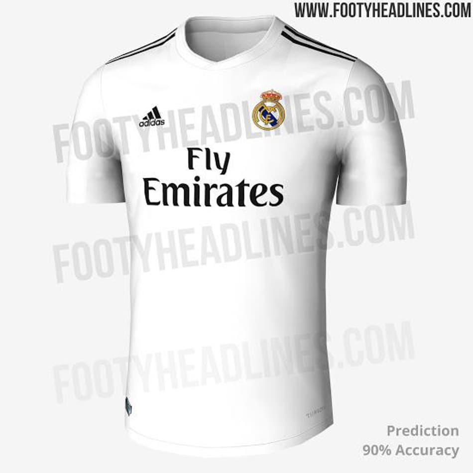 Uniforme 1 do Real Madrid para 2018/2019 é revelado por site. Confira imagens