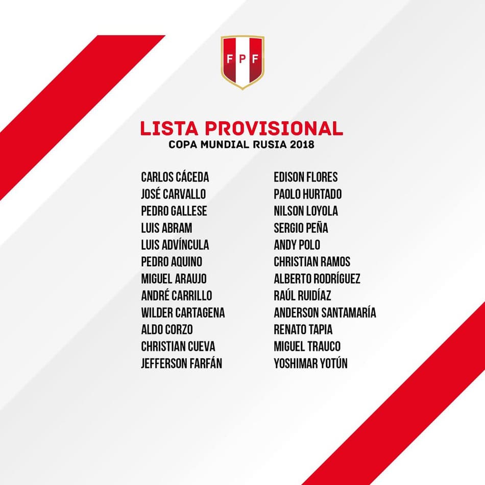 Seleção do Peru informa lista com Cueva e Trauco para a Copa