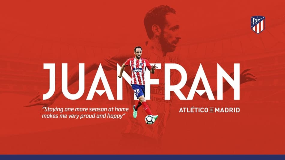 Juanfran renova com o Atlético de Madrid por mais uma temporada