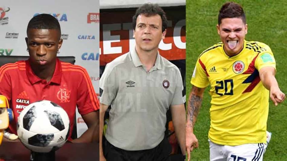 O dia foi agitado no mercado da bola. No Flamengo, Vinicius Jr foi ao Ninho do Urubu se despedir dos companheiros e deu uma coletiva emocionado. Com números ruins, Fernando Diniz foi demitido pelo Atlético-PR. Destaque da Colômbia na Copa, Quintero pode ir para o Real Madrid. Confira outros destaques! 