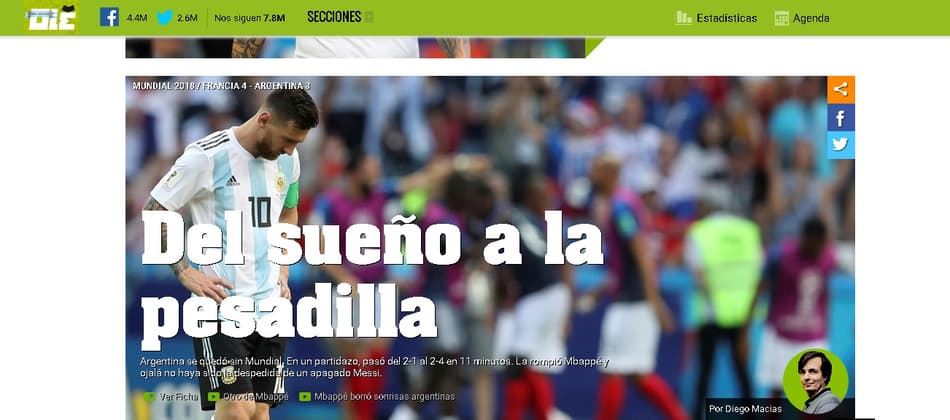 ‘Do sonho ao pesadelo’: argentinos repercutem eliminação na Copa