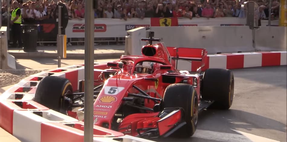 Vettel culpa “volante de Kimi” por acidente bizarro na demonstração da F1 em Milão