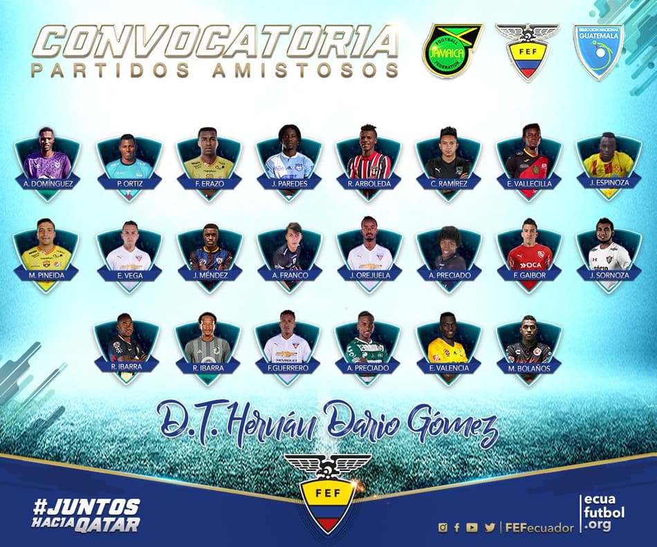 Com Sornoza e Arboleda, Seleção Equatoriana é convocada para amistosos