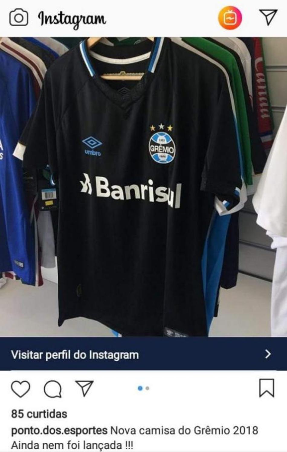 Perfil de loja no Instagram vaza foto da possível nova camisa 3 do Grêmio