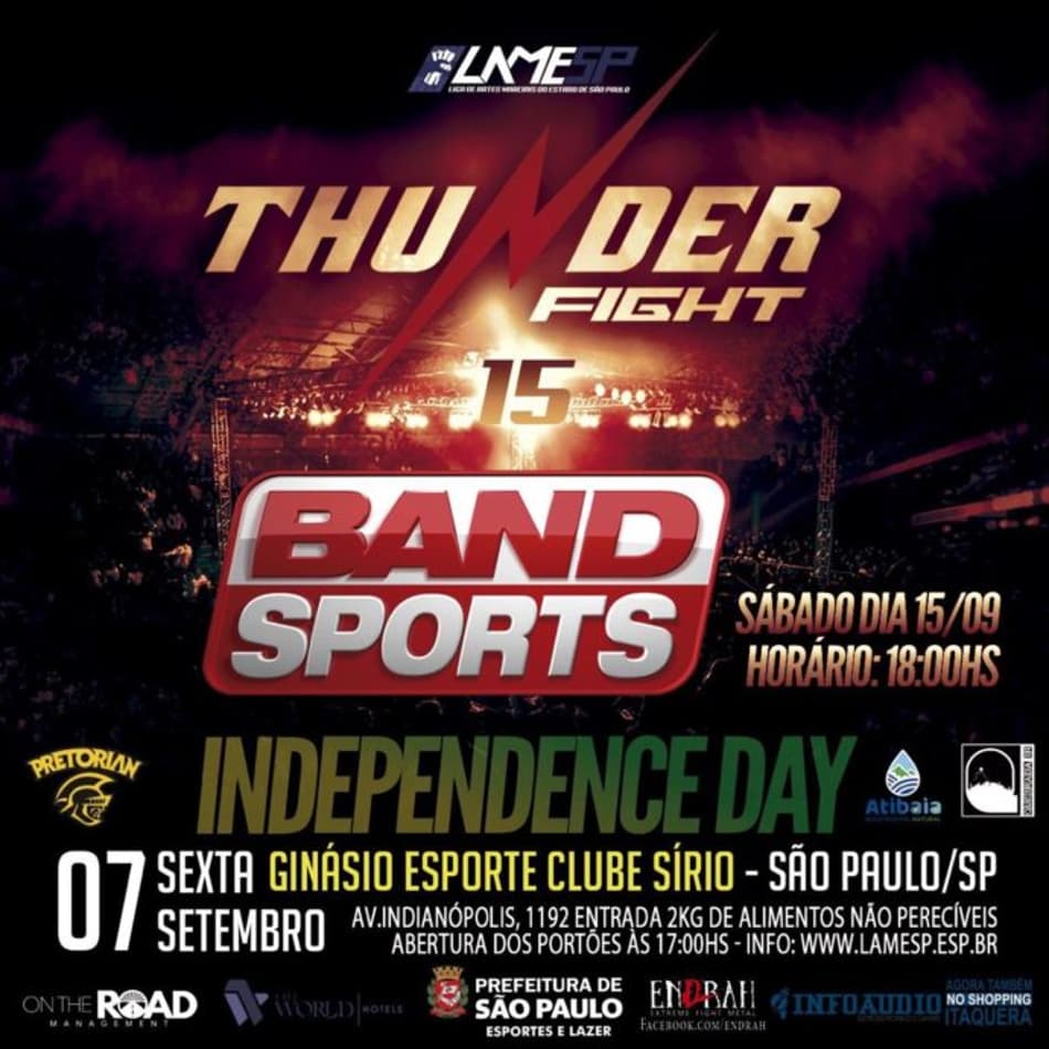 Thunder Fight 15 terá transmissão da Band Sports para todo o Brasil; veja