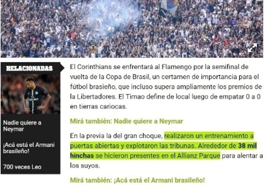 Jornal ‘Olé’ erra e coloca treino do Corinthians no Allianz Parque. Relembre outras grandes gafes