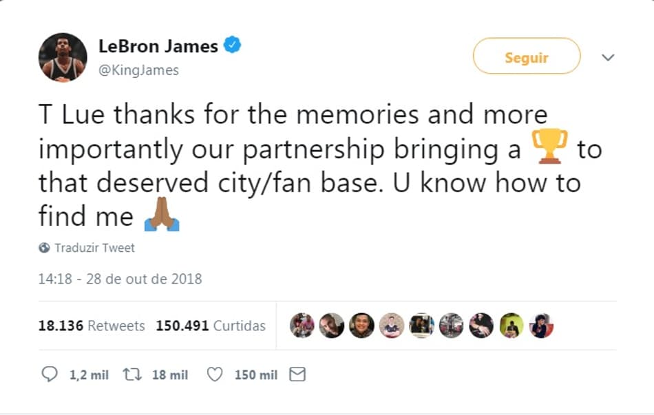 Tweet Lebron James para ex treinador