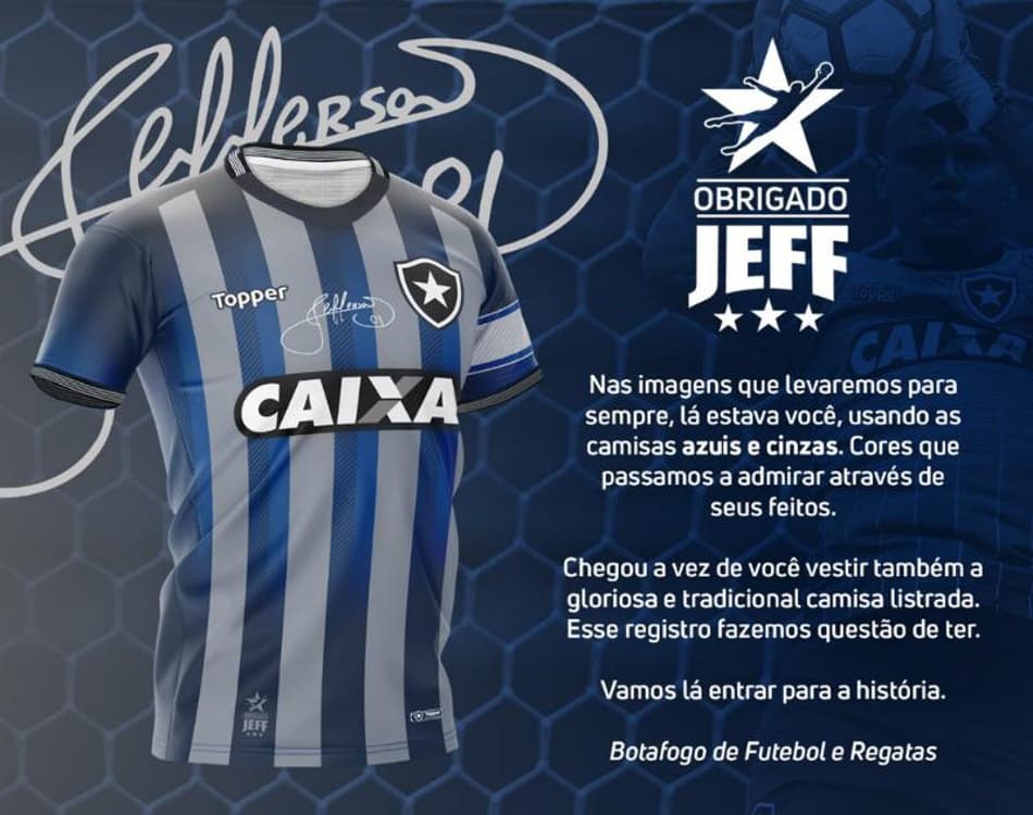 Jefferson recebe camisa especial para jogar despedida diante da torcida do Botafogo