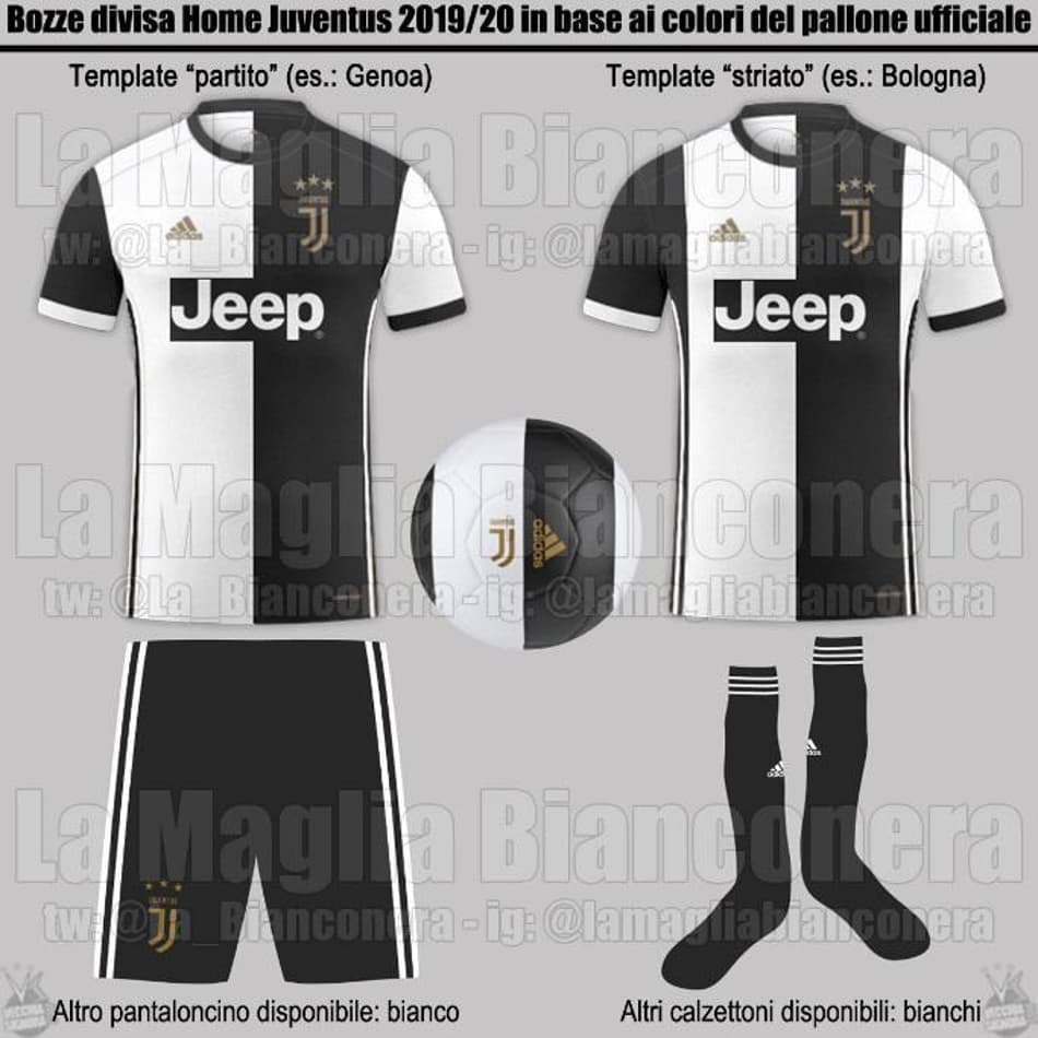 Perfil no Twitter mostra imagens dos uniformes 1, 2 e 3 da Juventus para 2019/20