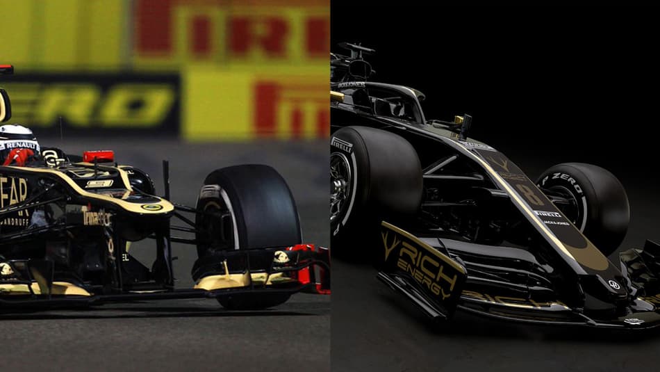 Parecidas? Preto e dourado da Haas lembra a extinta Lotus na F1
