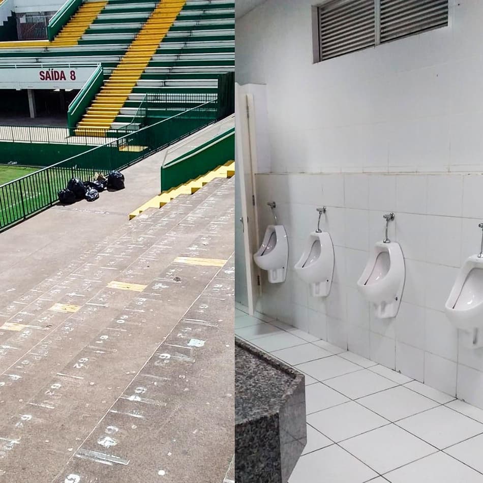 Arquibancada e banheiro usados por torcedores do Unión La Calera-CHI