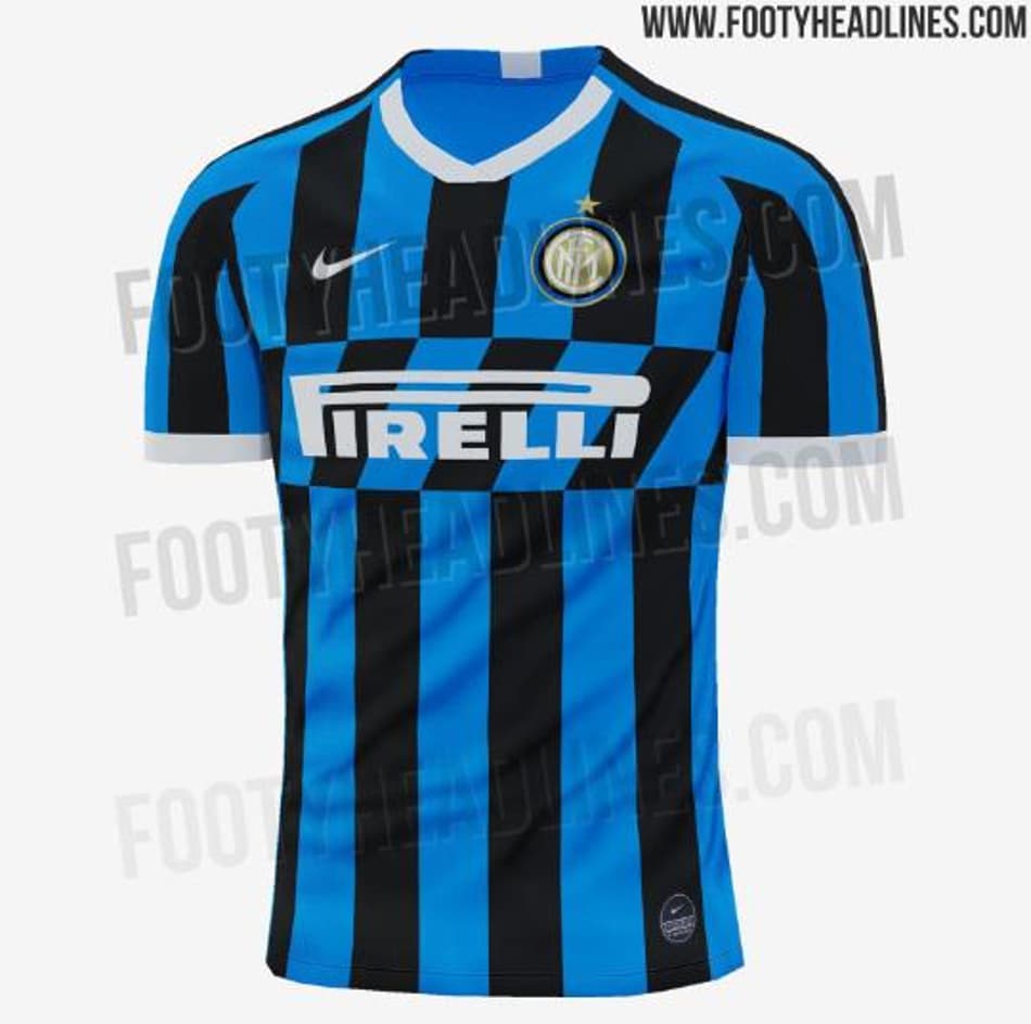 Nova camisa 1 da Inter de Milão terá faixas na diagonal em meio a faixas tradicionais