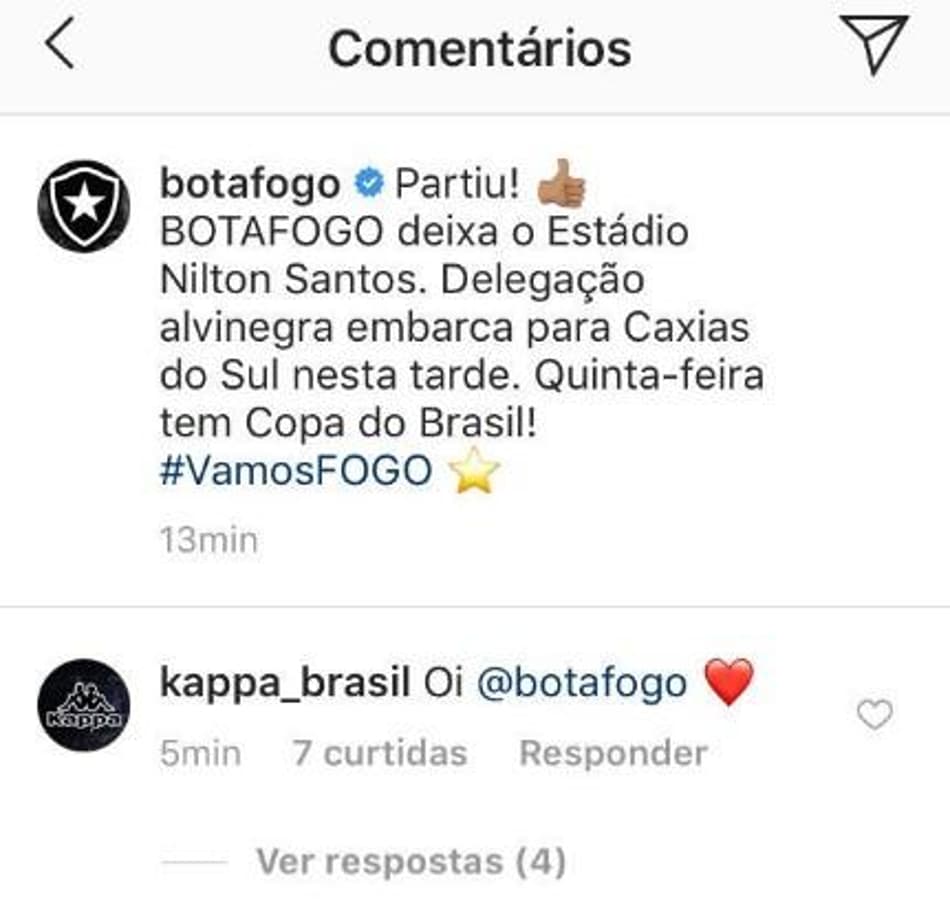 Próxima do Botafogo, Kappa 'flerta' com o clube no Instagram e manda coração