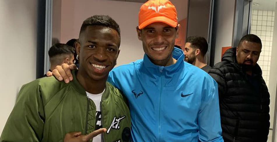Nadal é tietado por Vinícius Jr. após vitória em Madri