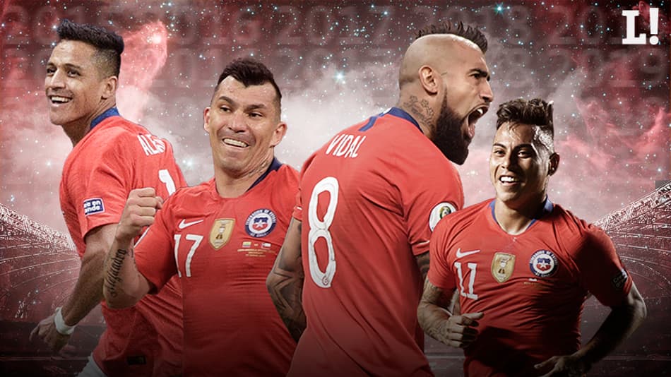 Montagem Sanchez, Vidal, Medel e Eduardo Vargas