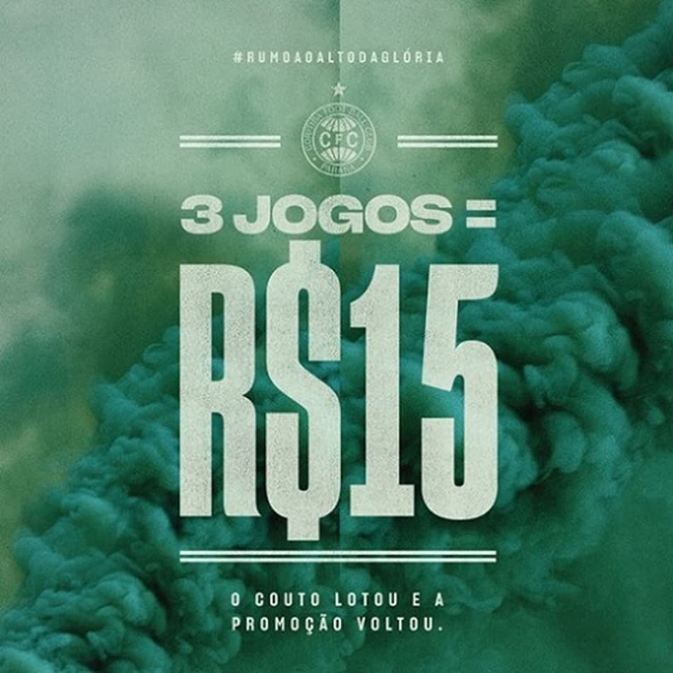 Promoção de três partidas por R$ 15 é reeditada pelo Coritiba