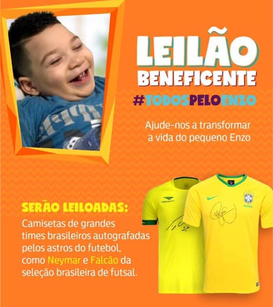 Camisas de Neymar e Ronaldinho serão leiloadas em prol de tratamento de criança