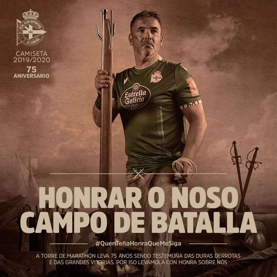 Deportivo La Coruña lança camisa reserva com homenagem aos 75 anos de estádio