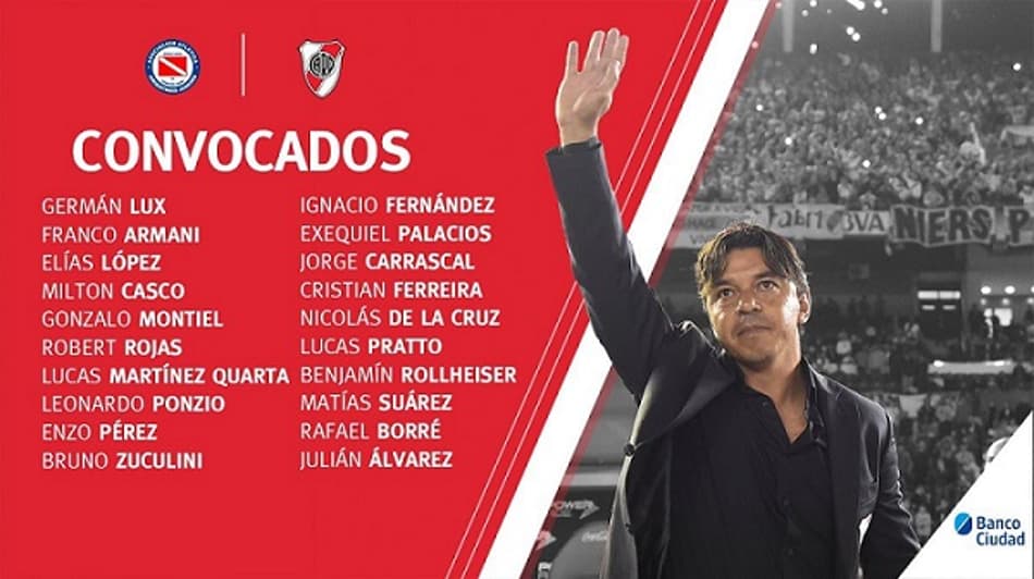 River Plate divulga lista de relacionados para estreia na Superliga Argentina