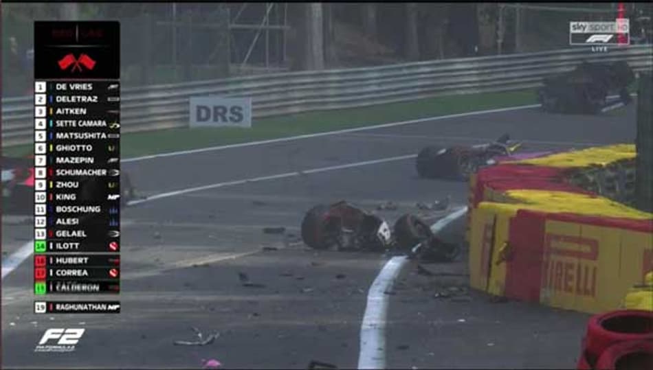 Corrida da F2 cancelada após grave acidente na Raidillon; veja as imagens