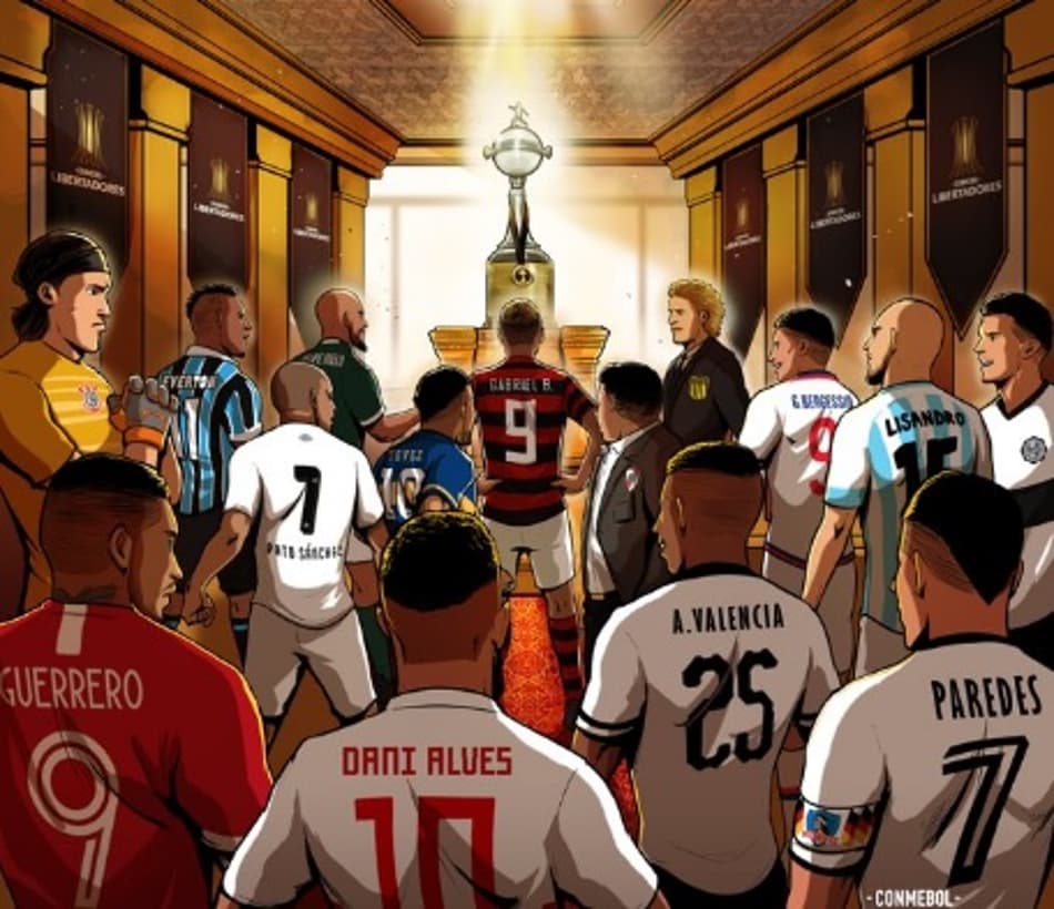 Com destaque para brasileiros, Conmebol lança ilustração da Libertadores