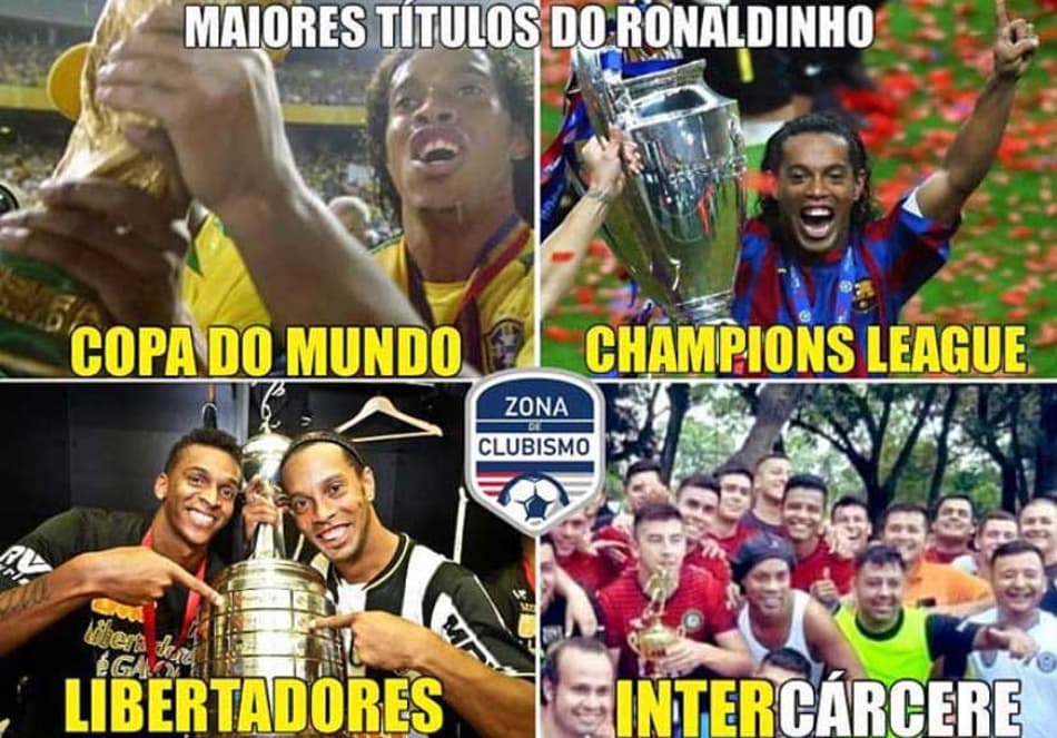 Internautas brincam com desempenho de Ronaldinho em partida na prisão
