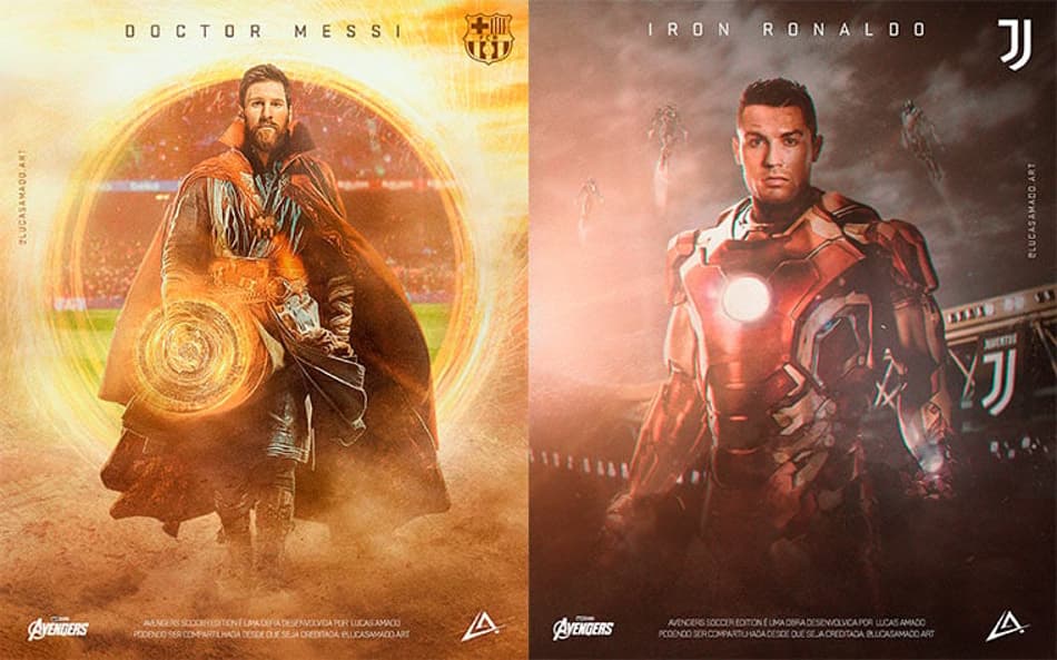 Com dois brasileiros na lista, Designer transforma craques do futebol em personagens dos Vingadores