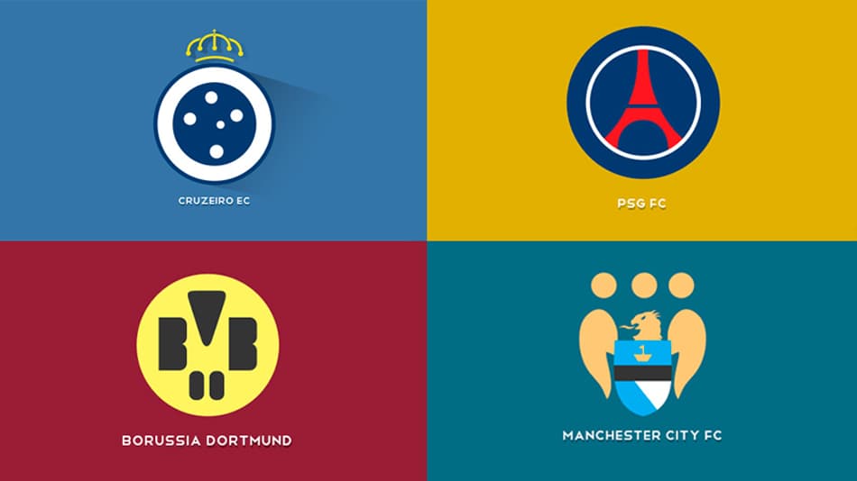 Veja como ficariam os escudos dos clubes em formato minimalista