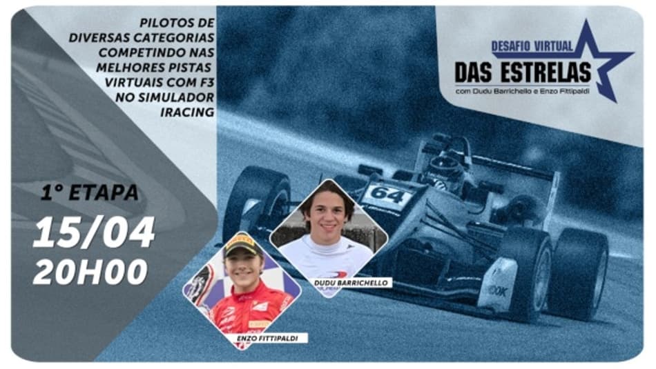 AO VIVO: acompanhe o Desafio Virtual das Estrelas, organizado por Dudu Barrichello e Enzo Fittipaldi