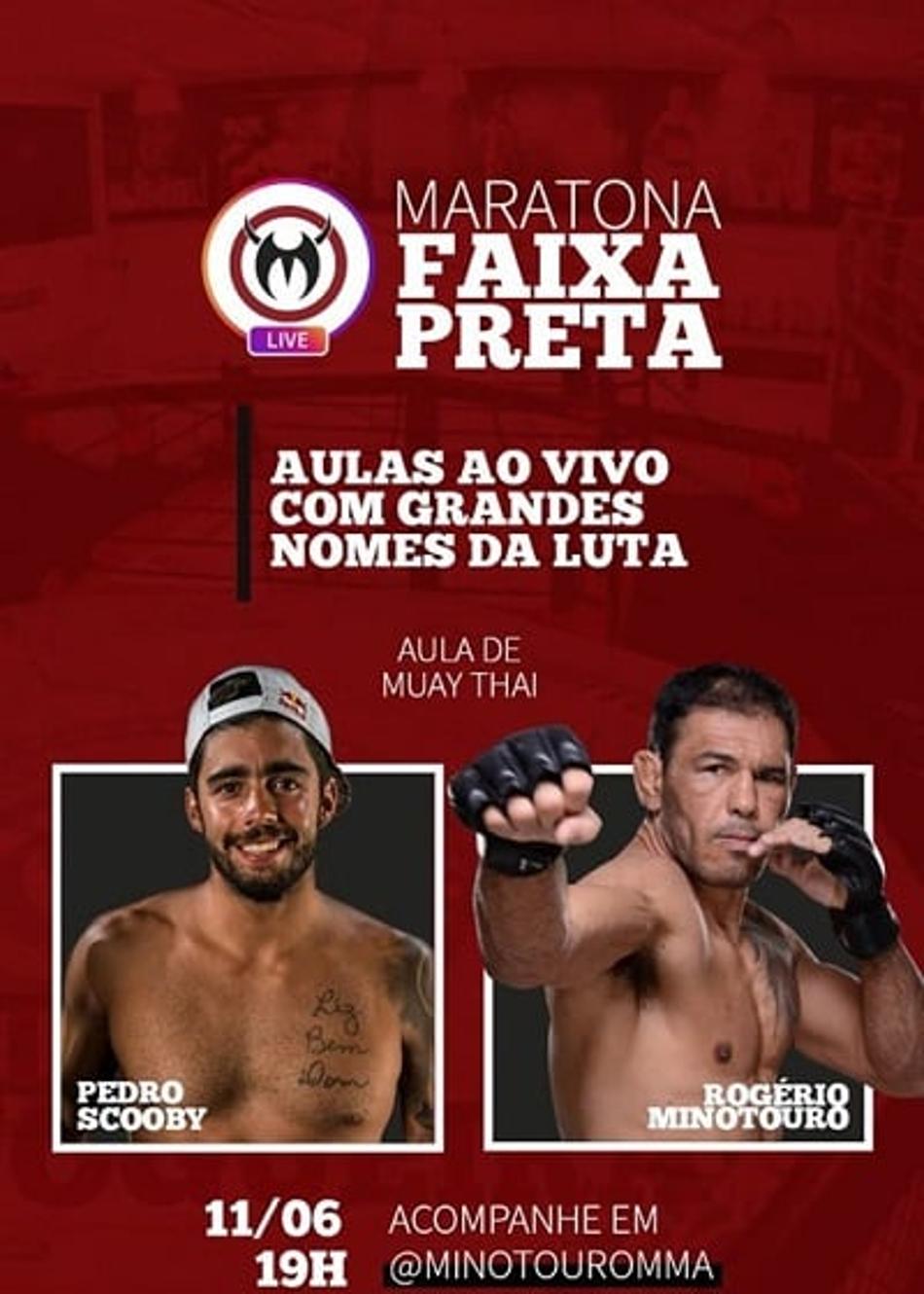 Rogério Minotouro realiza aula de Muay Thai com surfista Pedro Scooby em live nesta quinta-feira (11)