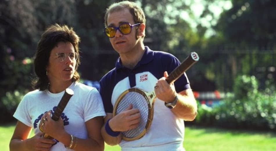 Billie Jean King e Elton John em meados dos anos 1970