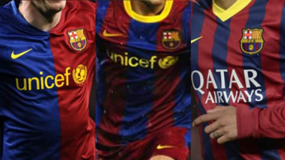 Veja todas as camisas dos uniformes principais do Barcelona no século 21