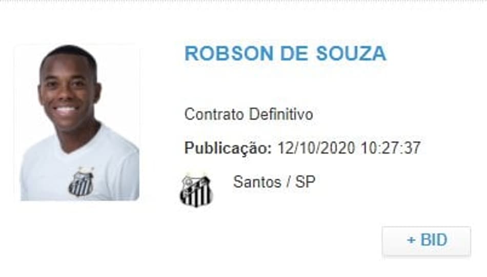 Robinho é registrado no BID e está liberado para jogar